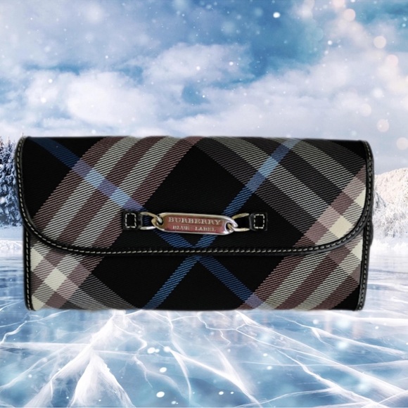 EUC Burberry Blue Label Blue Plaid Long Wallet - Picture 2 of 10